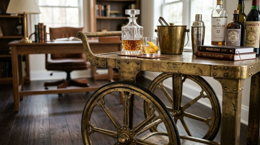 Image related to Antique brass bar cart 816125a75e