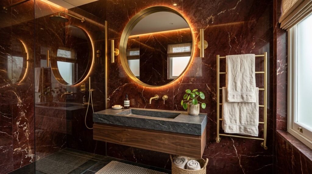 Image related to Bathroom with red marble walls 8c622cc403