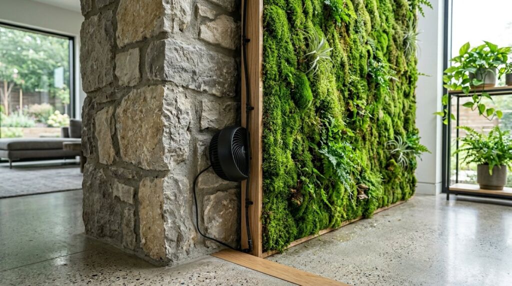 A stylish black fan displayed as an interior design element.