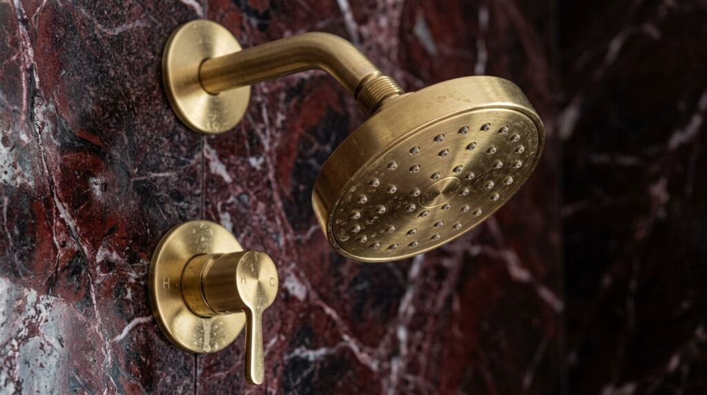 Image related to Brass shower head on marble e9a874a031