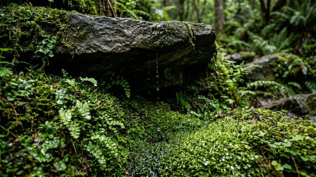 A macro shot capturing a single crystal clear water droplet falling.