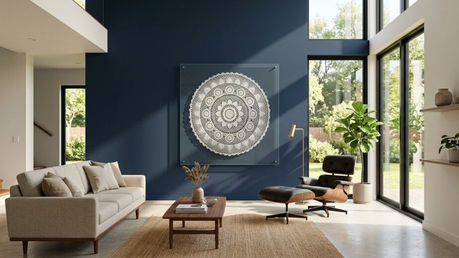 Intricate patterns of a delicate vintage lace doily resting on a wooden surface.