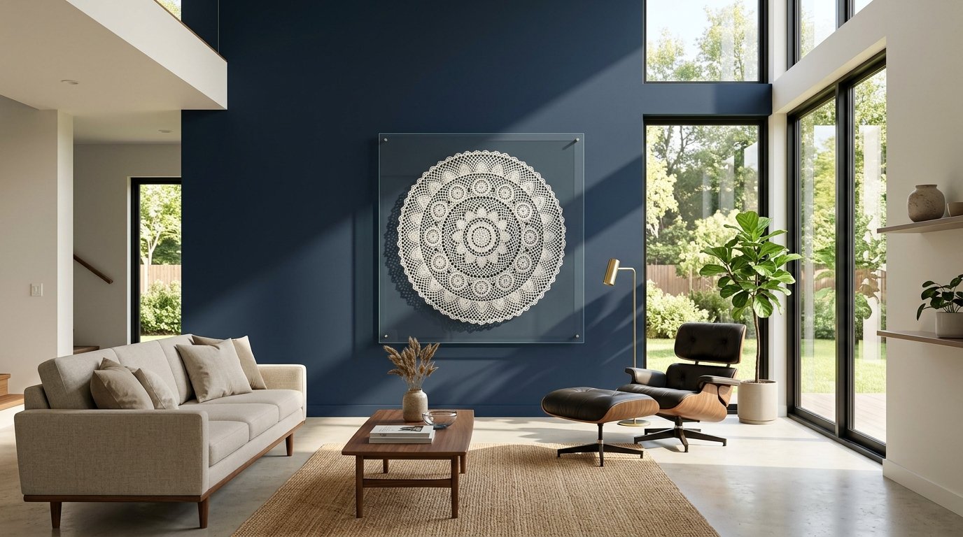 Intricate patterns of a delicate vintage lace doily resting on a wooden surface.