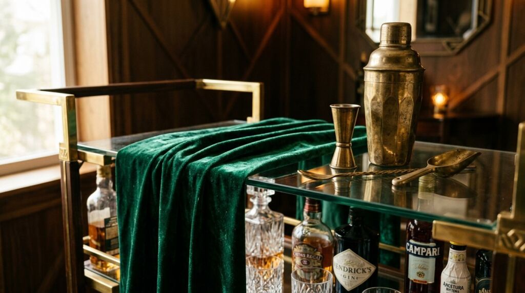 Image related to Emerald velvet runner on cart 9d9995cf81