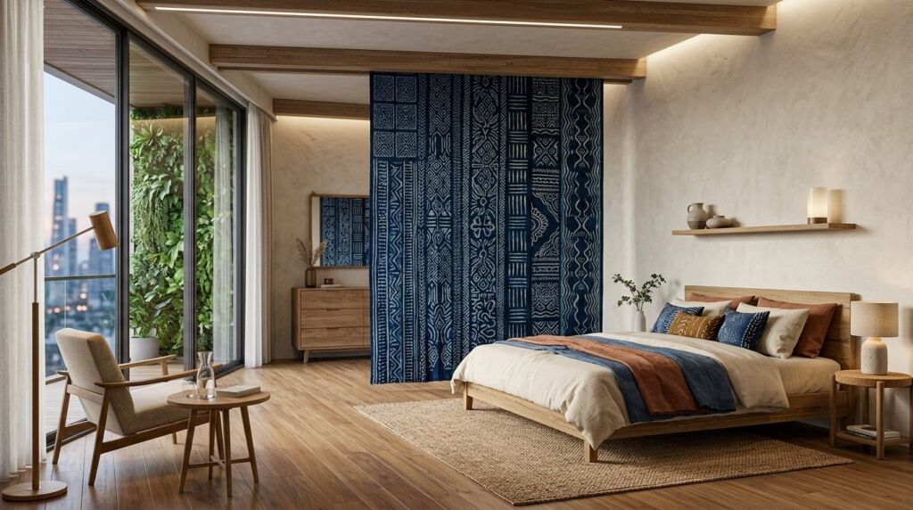 High-detail 8K rendering of a futuristic bedroom interior design for 2026.