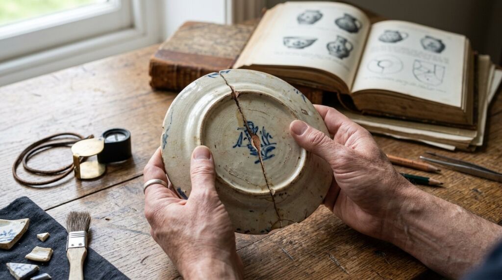 Close-up of human hands carefully cupping a piece of dry, cracked earth texture.