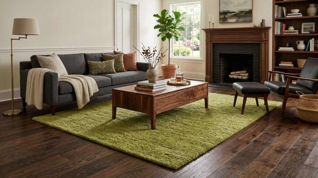 A beautifully staged modern living room with contemporary furniture and elegant lighting.