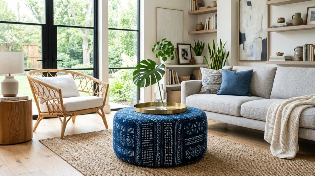 Bright modern living room with contemporary furniture and 8k clarity.