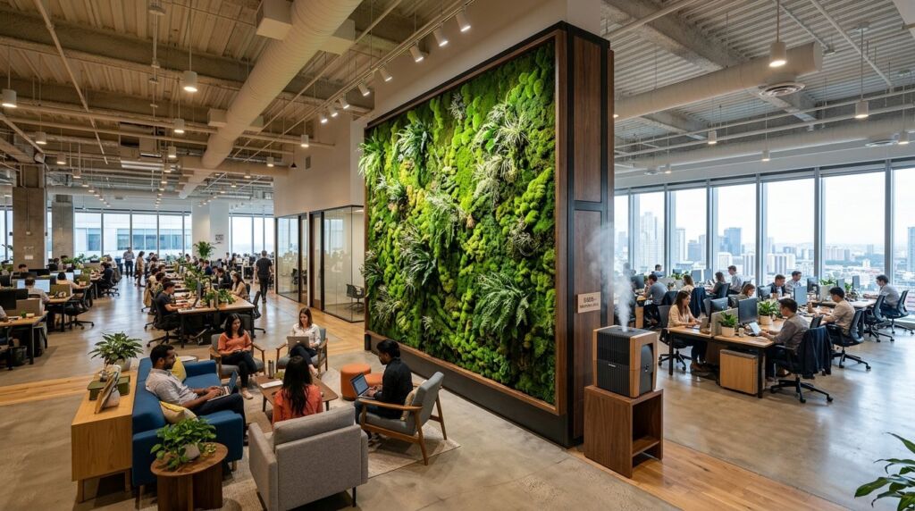 A clean and modern professional office workspace with natural lighting.