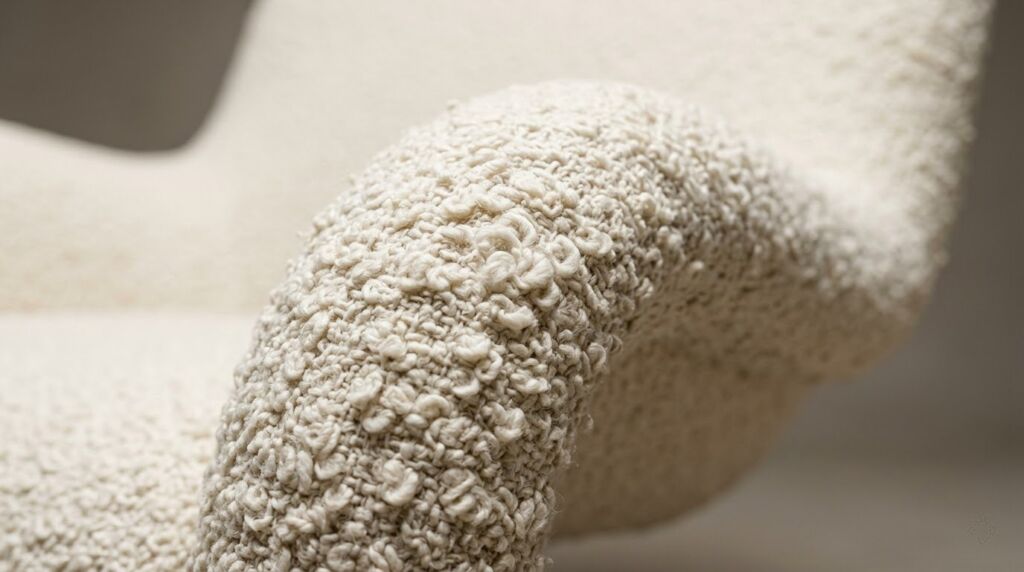 A white scalloped edge sideboard in a contemporary living room setting.