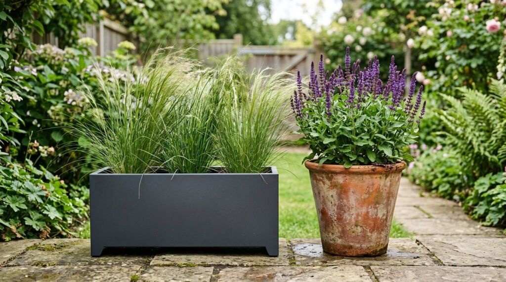 Photorealistic 8k shot of a sleek dark grey GR sports car with metallic finish.