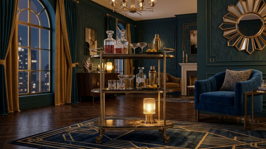 Image related to Speakeasy bar cart living room d8a7526570