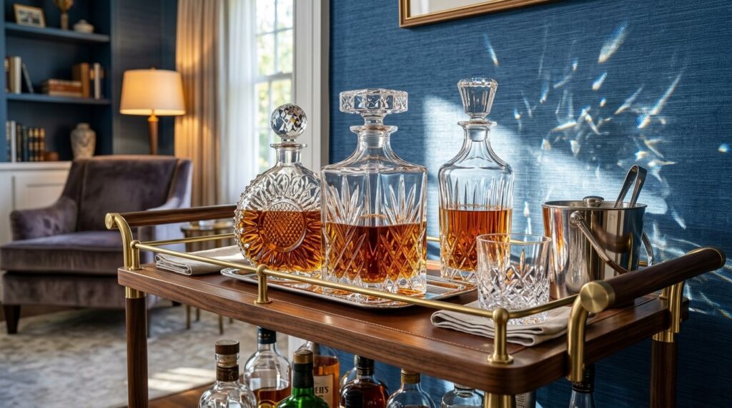 Image related to Three crystal decanters on cart 129f42efab