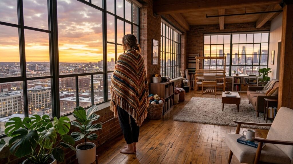 A woman gazing thoughtfully out of a bright window during the day
