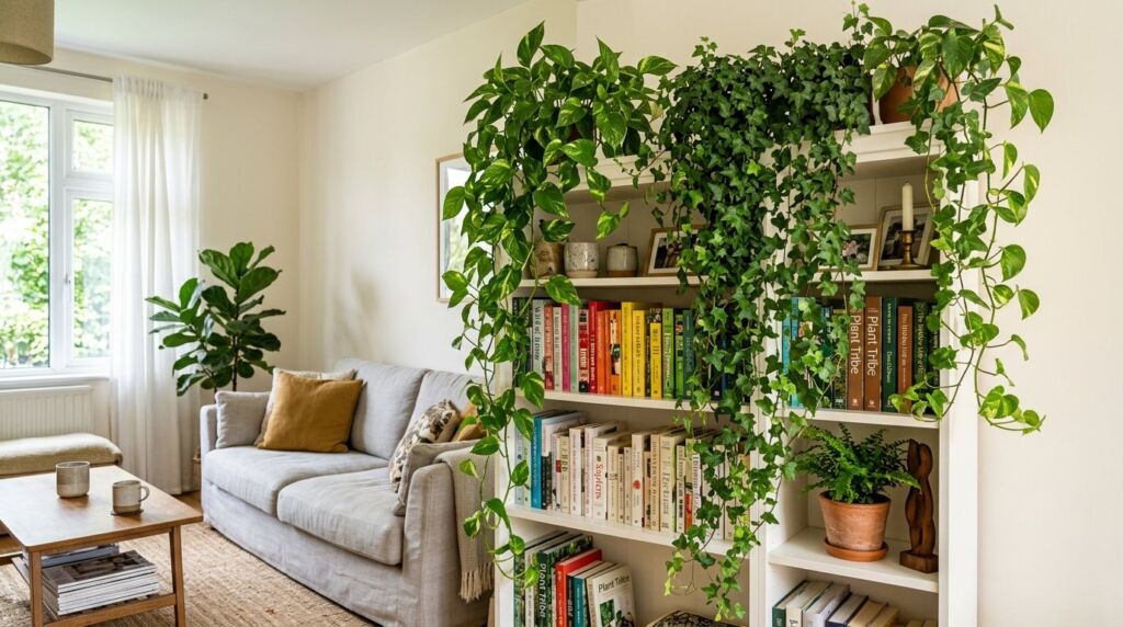 A warm and inviting cottage core living room filled with vintage decor, floral patterns, and soft natural lighting.